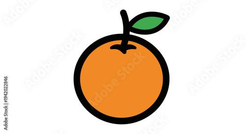 A cartoon orange with leaf.