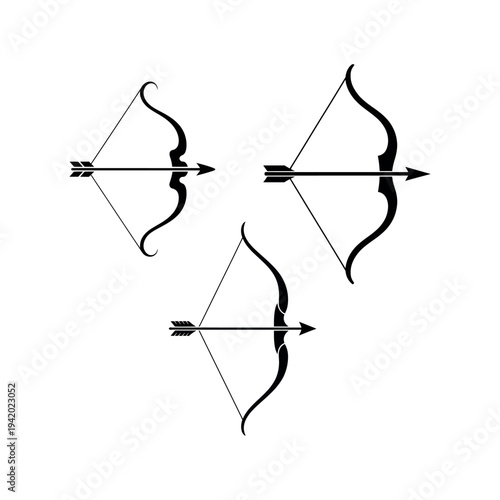 Three distinct bow and arrow designs archery weapon