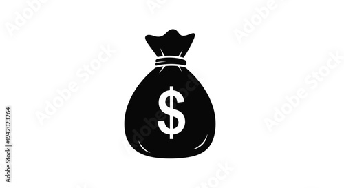 Black sack with a dollar sign a simple graphic silhouette