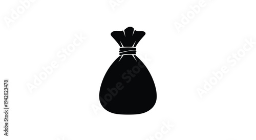 Black sack with drawstring closure simple graphic design silhouette