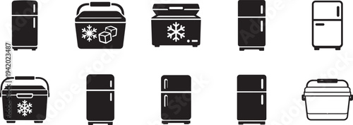 Refrigerator fridge freezer icon set vector illustration for website, logo, app, template and ui .
