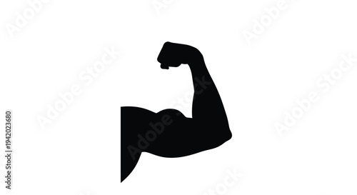 Strong muscular arm flexing a powerful black shape silhouette