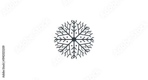 Intricate black snowflake design on white background.