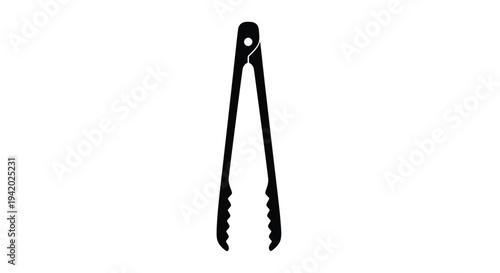 Black kitchen tongs presented in a stark minimalist silhouette