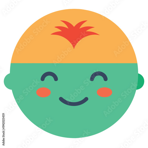 Cute Baby Boy Avatar Icon, Happy Toddler Face Vector Illustration, Kid Character Design for Childcare and Preschool Logo