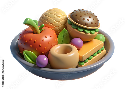 A plate of food with a sandwich and an apple