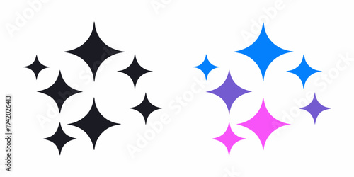 Sparkle shapes in black blue pink and purple create a glittering effect