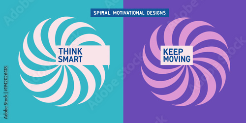 Motivational design featuring spiral shapes and positive affirmation messages