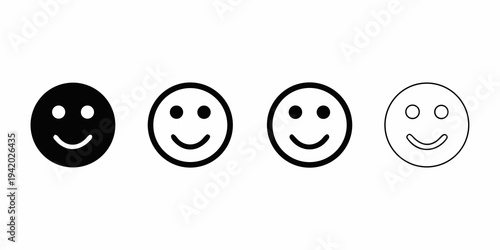 Four progressively lighter smiley face icons in a horizontal row