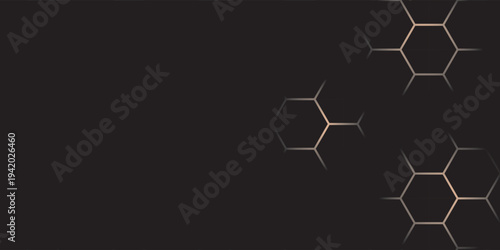 Black and yellow hexagonal technology vector abstract background. Yellow bright energy flashes under hexagon in modern technology futuristic background illustration.