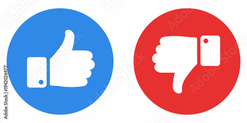 A blue thumbs up and a red thumbs down on oval backgrounds