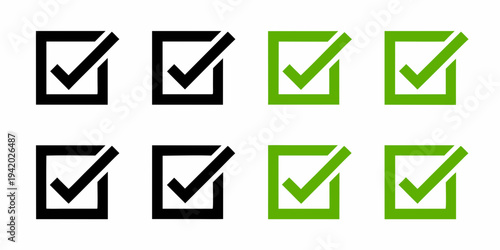 Four pairs of checkmark boxes in black and green variations