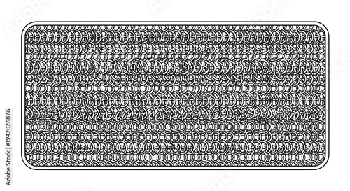 black white line drawing interlocking rectangular pattern