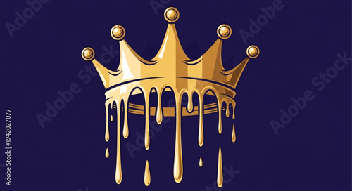 Golden Crown with Dripping Gold Effect.
