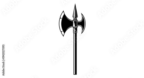 minimalist black and white line drawing of a sharp axe