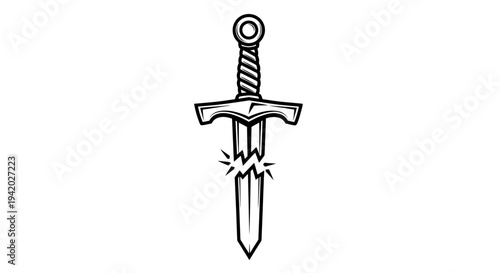 black and white minimalist sword line drawing