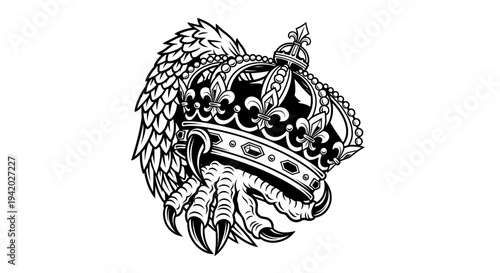 ornate lion head crown with spread wings