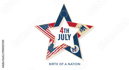 Vector 4th of July star icon with patriotic colors