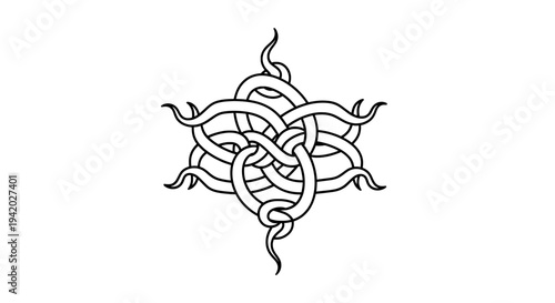 intricate black and white knot line drawing