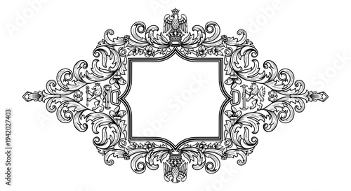 ornate vintage frame with floral swirls and crown