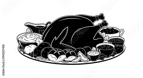 minimalist roasted turkey with side dishes