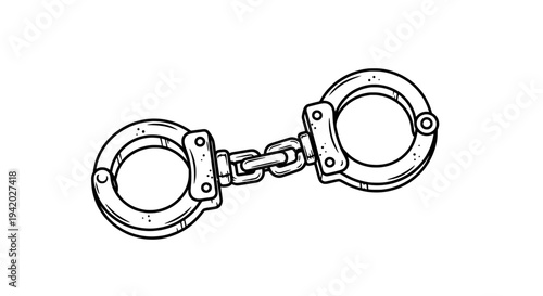 minimalist black and white handcuffs line drawing