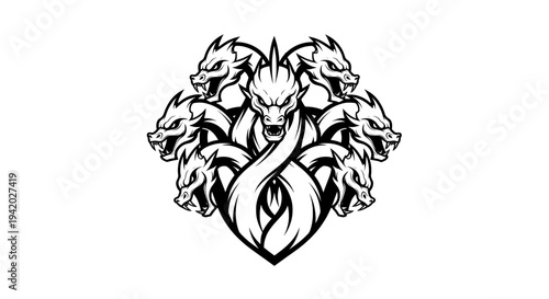 fierce dragon he tribal line drawing