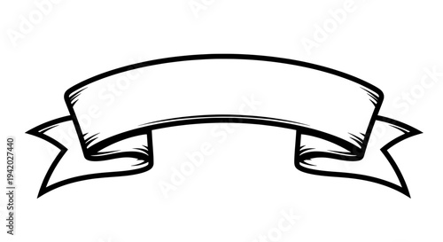 elegant curved black and white ribbon line drawing