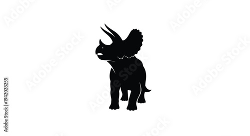 Black triceratops dinosaur profile against a white background silhouette