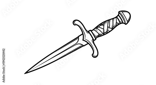 minimalist black and white dagger line drawing