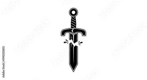 black and white minimalist sword with dotted blade