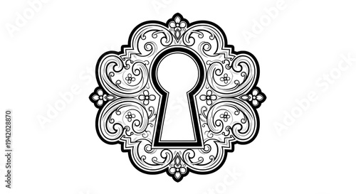 ornate vintage keyhole with intricate floral swirls