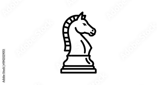 Minimalist black and white chess knight line drawing