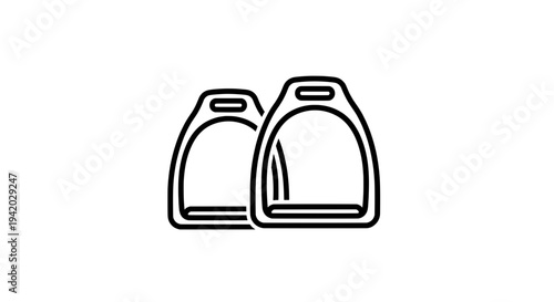 minimalist black and white line drawing of stirrups