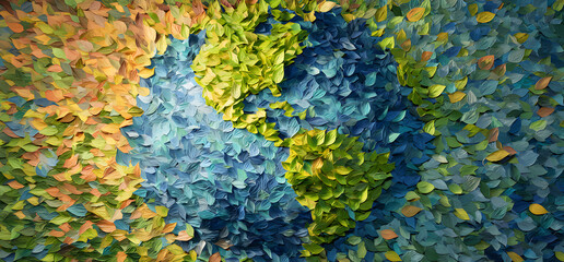 On World Environment Day and Earth Day, leaves create an eco-friendly earth shape using Generative AI.