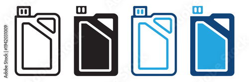 Canister of Motor Oil Icon Set Automotive Fluids and Chemicals Line and Flat Vector Illustration