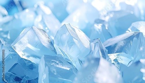 Wallpaper Mural A close-up view showcases a cluster of shimmering, translucent ice crystals, reflecting light and creating a captivating display of frozen beauty. Torontodigital.ca