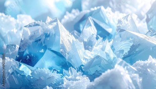 Wallpaper Mural A mesmerizing close-up showcases a landscape of shimmering, translucent blue crystals, evoking a sense of icy wonder and geological beauty. Torontodigital.ca