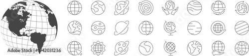 Collection of Planet Earth. Earth Day. The Earth, World Map icons. Vector