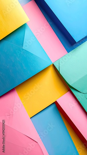 Wallpaper Mural Vibrant Abstract Composition of Overlapping Geometric Shapes in Bright Colors Torontodigital.ca