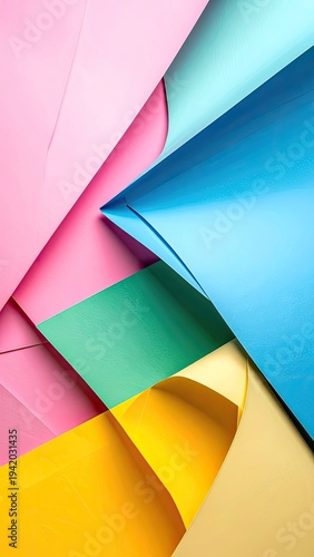 Wallpaper Mural A vibrant composition of layered colored papers creates an abstract and visually striking arrangement. Torontodigital.ca