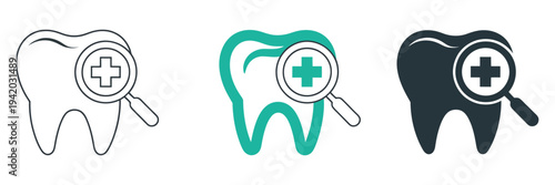 Dental care icon set multiple style collection, versatile vector icons of teeth, dental instruments, and hygiene symbols in modern line and filled variations