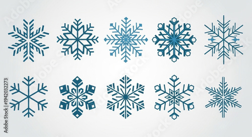 Collection of Various Blue Snowflakes for Winter Decor.