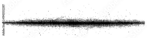 Abstract horizontal line of spray and dots with hand drawn cross hatching texture