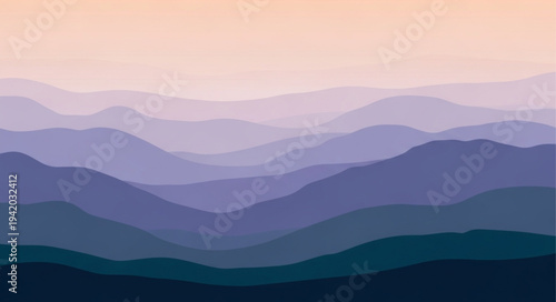 Abstract Mountain Landscape with Layered Colors and Soft Hues.