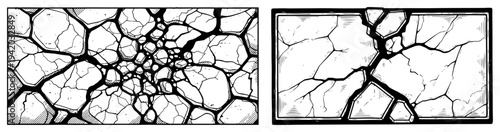 Set of cracked dry earth textures representing drought and arid soil