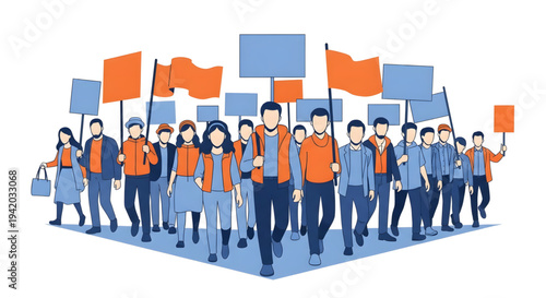 Diverse group of people protesting together.