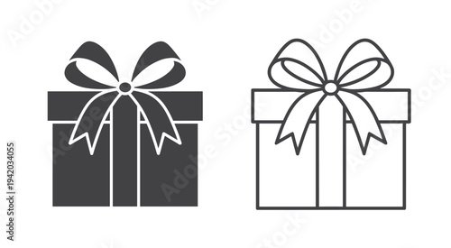 Gift Box Icons Silhouette and Outline vector