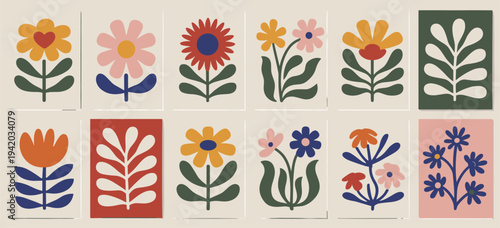 Mid-Century Modern Floral Art Collection retro