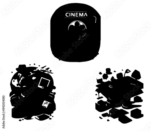 Cinema and film production silhouettes